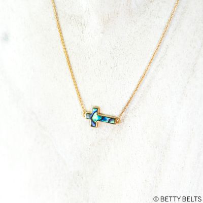 Floating Cross Shell Chain Necklace (Silver &amp; 24K Gold Vermeil)
