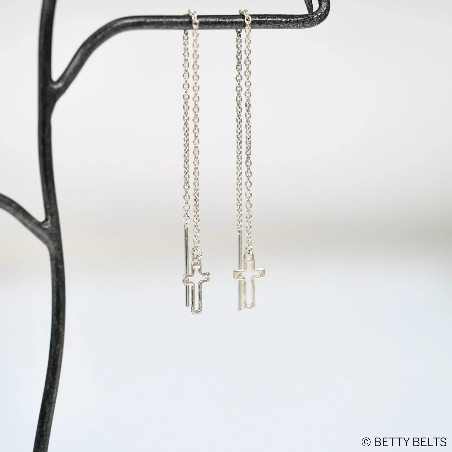 Bitty Cross Threaders (Silver &amp; 24K Gold Vermeil), METAL:: 925 Sterling Silver