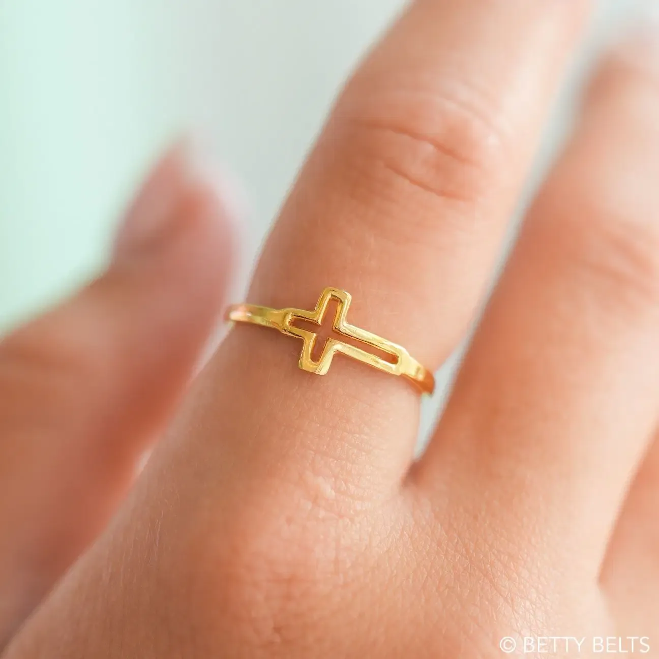 Bitty Cross Ring (Silver &amp; 24K Gold Vermeil)