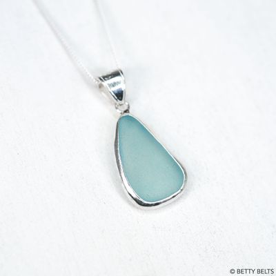 REVERSIBLE Sea Glass Pendant/ Necklace (Silver Version)