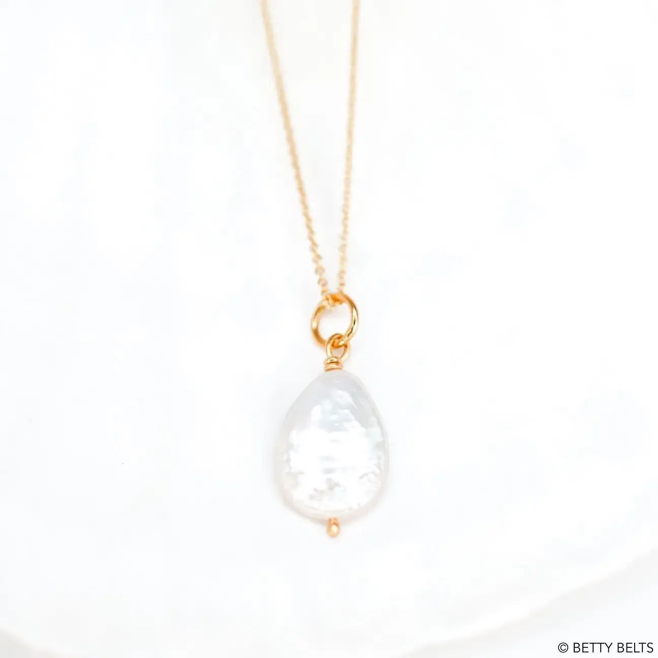 Keishi Teardrop Pearl Charm Necklace (24K Gold Vermeil)