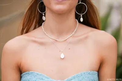 Keishi Teardrop Pearl Charm Necklace (Silver Version)