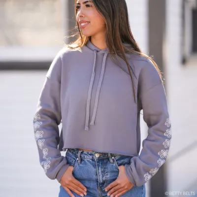 Cropped Hoodie with Betty Flower Sleeves