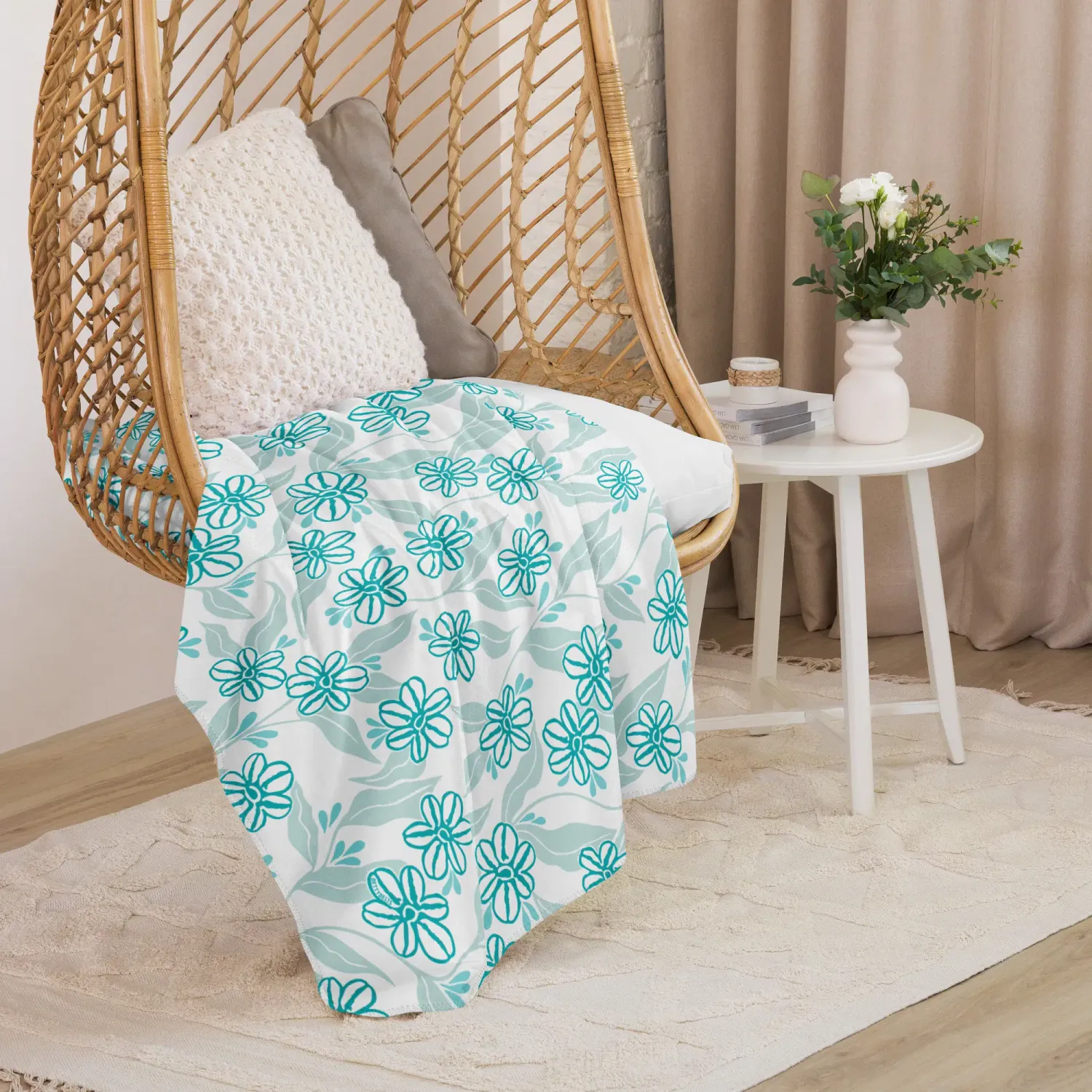 Betty Kelpy Sherpa blanket in OCEAN (made-to-order)