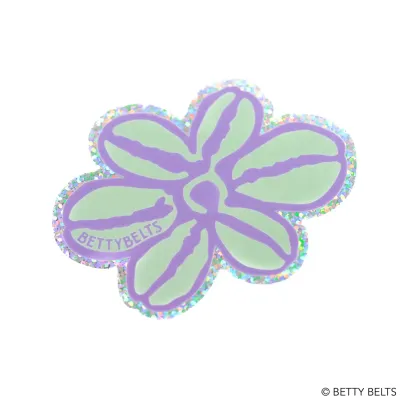 Betty Flower Sticker (Purple &amp; Green Holographic Glitter)