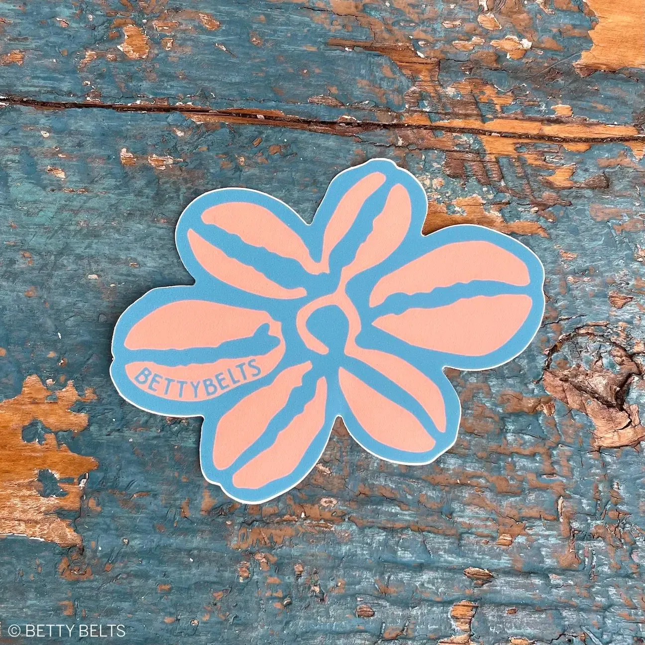 Betty Flower Sticker (Peachy &amp; Blue)