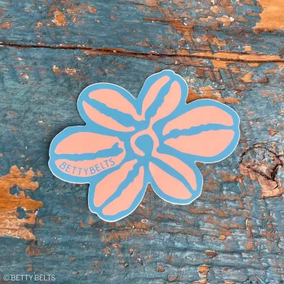 Betty Flower Sticker (Peachy &amp; Blue)