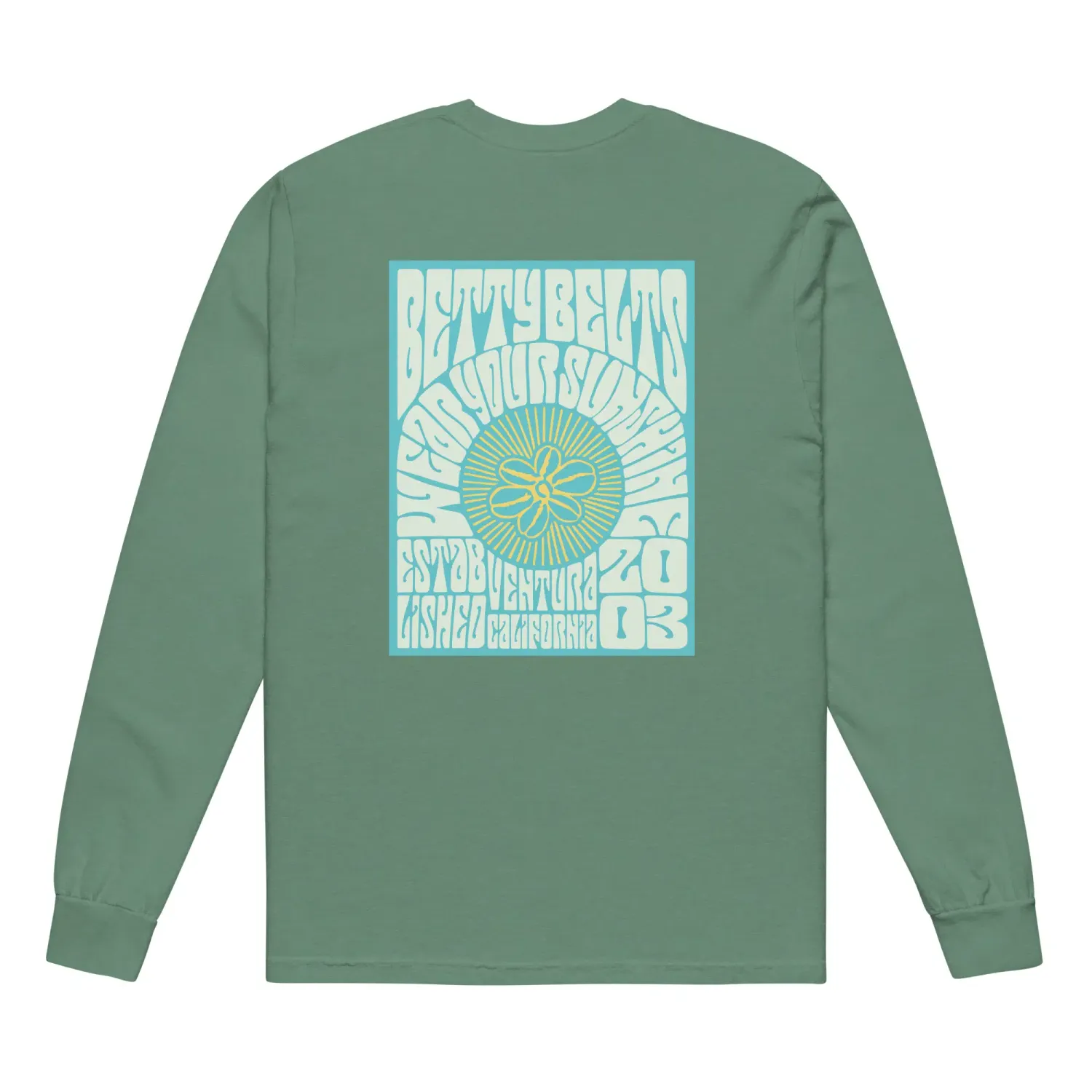 Groovy Garment-dyed heavyweight long-sleeve shirt in AQUA (made-to-order)