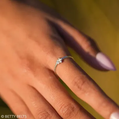 Dainty Plumeria Stacker (Silver &amp; 24K Gold Vermeil)