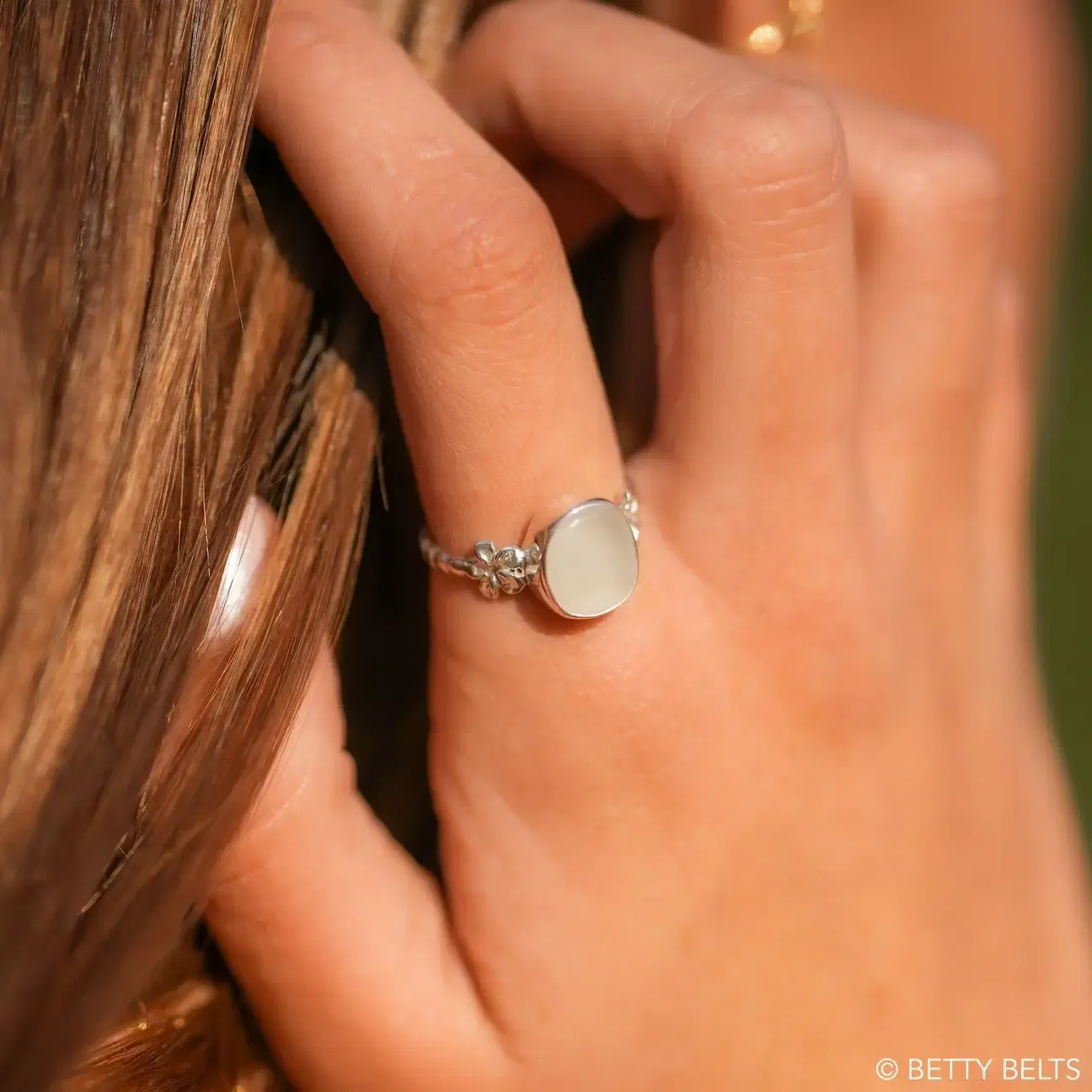 KOKO Sea Glass Ring (Silver and 24K Gold Vermeil), METAL:: 925 Sterling Silver