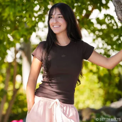 Betty Long Baby Doll Tee with Embroidered Flower Betty Long Baby Doll Tee with Embroidered Flower