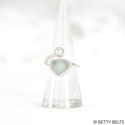 Sophia Pearl + Sea Glass Wrap Ring (Silver & 24K Gold Vermeil) Sophia Pearl + Sea Glass Wrap Ring (Silver & 24K Gold Vermeil)
