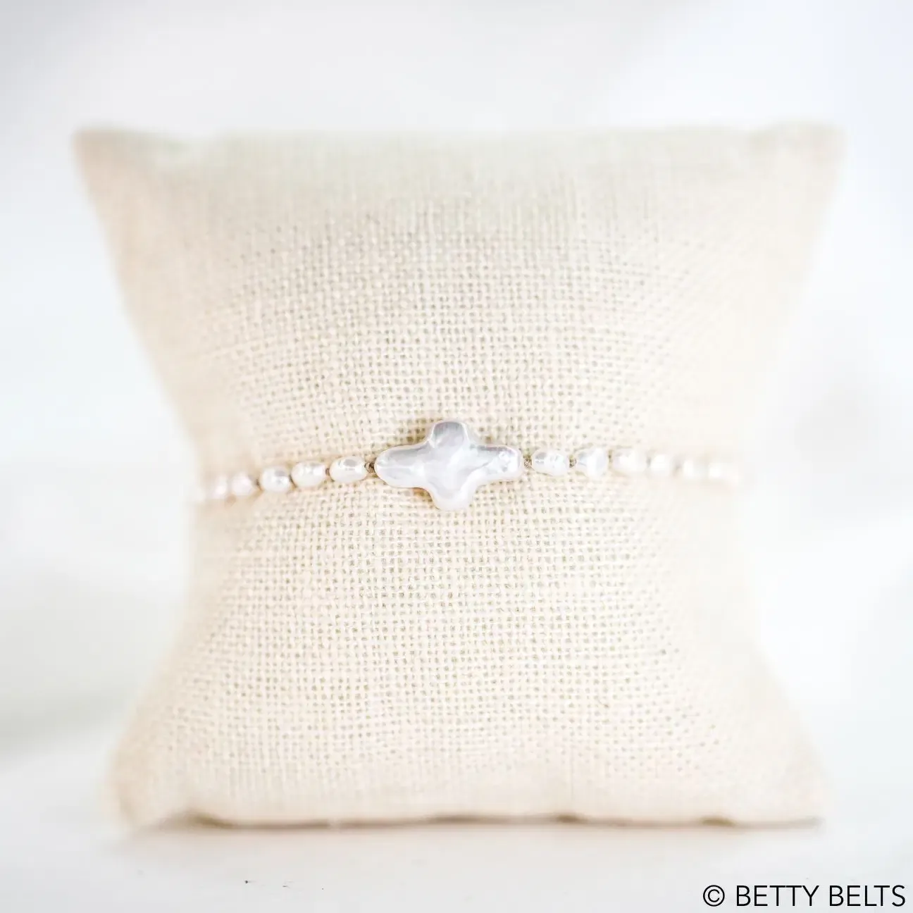 GRACE Pearl Cross Bracelet with Rice Pearls