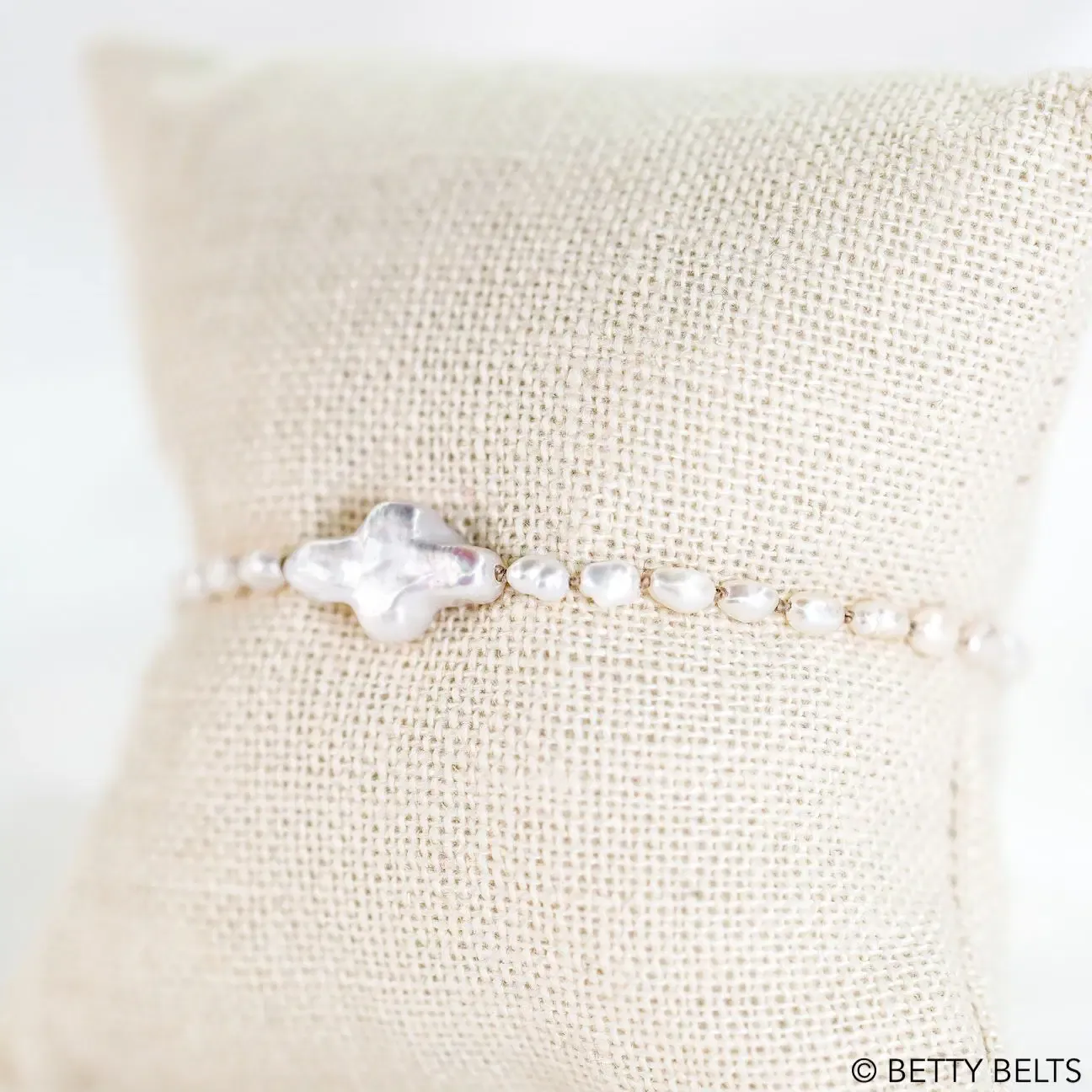 GRACE Pearl Cross Bracelet with Rice Pearls