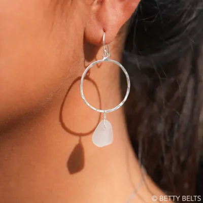 Tristan Sea Glass Drop Hoops (Silver &amp; 24K Gold Vermeil)