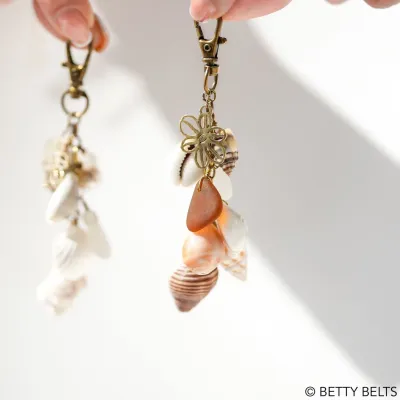 Betty Flower Sea Glass & Shell Bag Charm Keychain Betty Flower Sea Glass & Shell Bag Charm Keychain