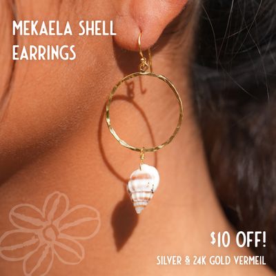 Mekaela Shell Hoops (Silver &amp; 24K Gold Vermeil)