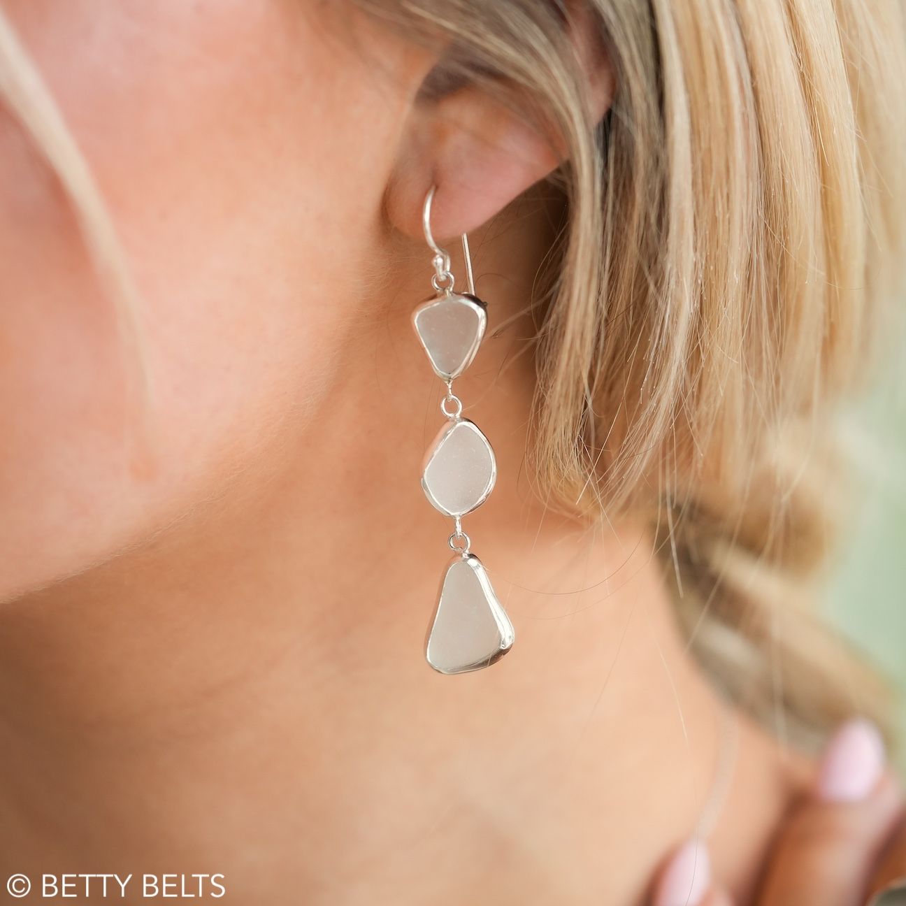 Sea Glass Triple Drop Earrings