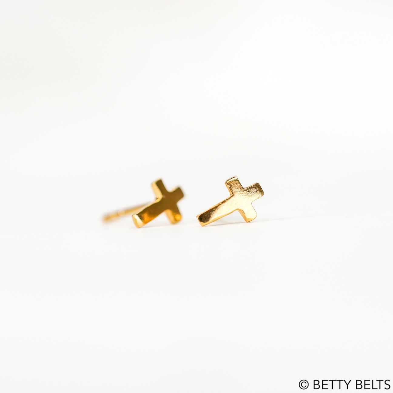 Cross Stud Earrings (Silver &amp; 24K Gold Vermeil)