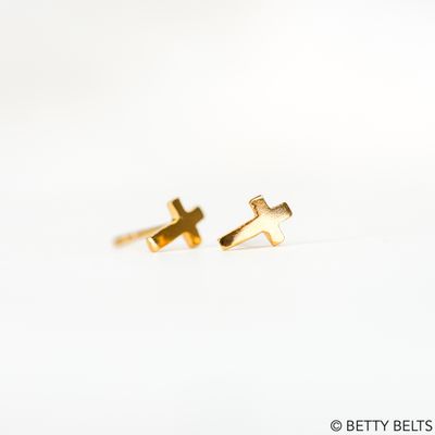 Cross Stud Earrings (Silver &amp; 24K Gold Vermeil)