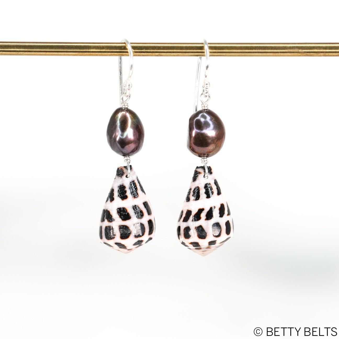 JOSILYNN Hebrew Shell + Pearl Earrings (Silver &amp; 24K Gold Vermeil)