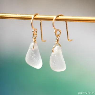 MADDIE Sea Glass Earrings (Silver &amp; 24K Gold Vermeil)
