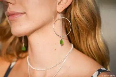 JEANETTE Sea Glass Drop Chain Hoop Earrings