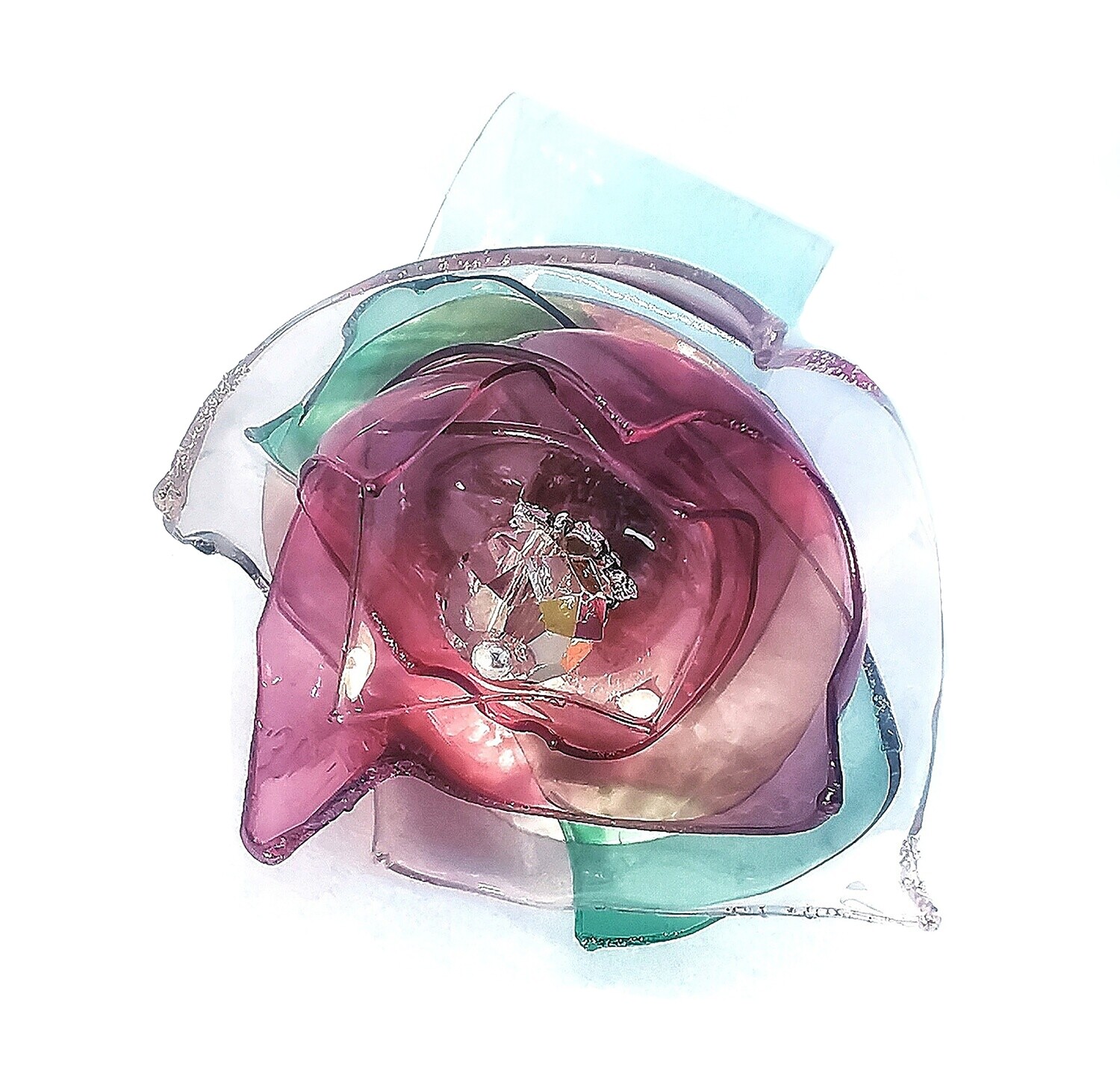 ANELLO Fiore rosa e foglie n. 18
