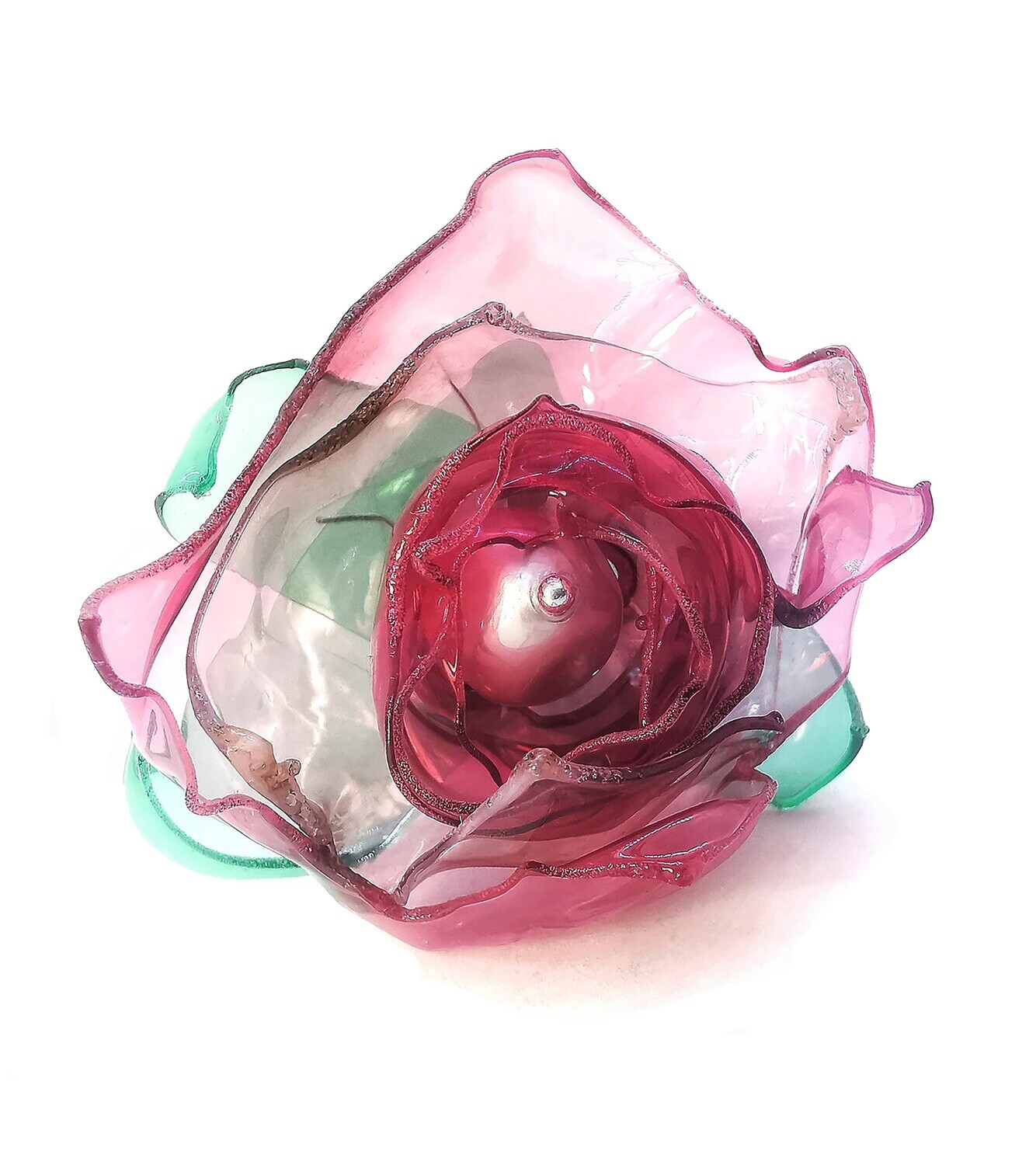 ANELLO Fiore rosa e foglie n. 19
