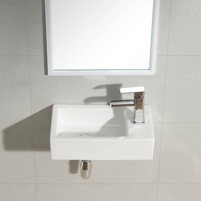 Designed Cloakroom Hand Wash Basin compact Ceramic Small White RH TAP UK