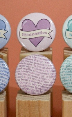 Gymnastics Button Badges, Badge: Gymnastics (Purple)