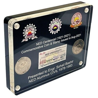 Coins and Stamp Souvenir (Black Acrylic Frame)
