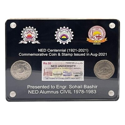 Coins and Stamp Souvenir (Black Acrylic Frame)