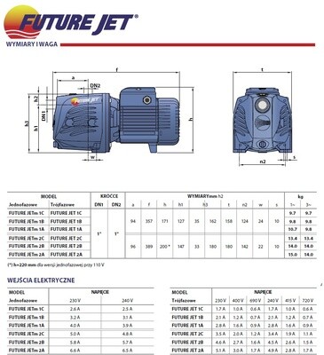 Pompa hydroforowa FUTURE JETm 1A 230V PEDROLLO