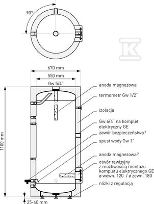 Zasobnik 200l SG(S) Tower Acu 200, bez wężownicy, emaliowany, twarda pianka poliuretanowa, skay, pionowy wolnostojący 22-208000