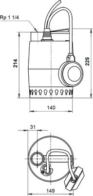 Pompa zatapialna UNILIFT KP 150 A1, 10m kabel, z pływakiem Grundfos