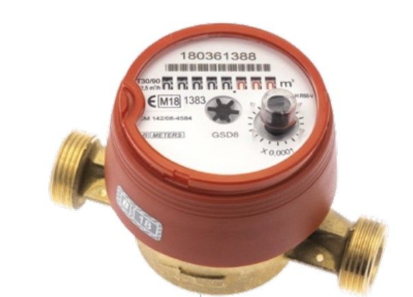 Wodomierz BMETERS GSD8-RFM, 1/2 cala DN15 1,6 m3/h ciepła woda, przyłącze 3/4 cala, R100/R50 8MA00C12SSBIVS