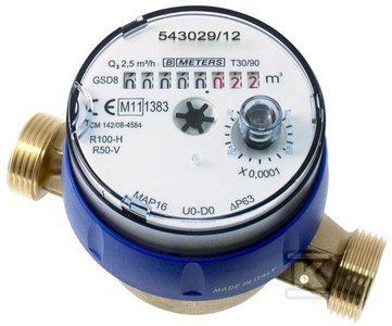 Wodomierz BMETERS GSD8-RFM, 1/2 cala DN15 2,5 m3/h zimna woda, przyłącze 3/4 cala R100/50 8MA00F12SSCIV0
