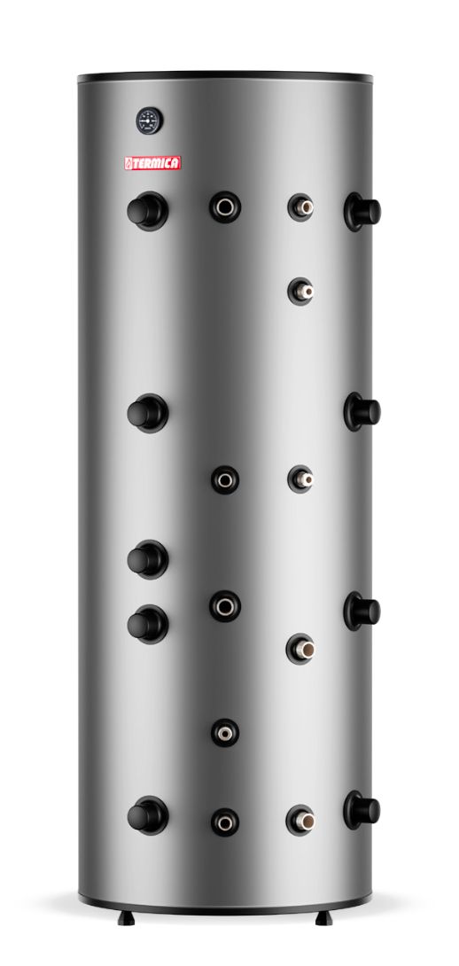 Zasobnik bufor 300 l z wężownicą MAX, z czterema mufami 5/4", stal nierdzewna Termica