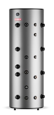 Zasobnik bufor 300 l z wężownicą, z ośmioma mufami 5/4 Zasobnik bufor 300 l z wężownicą, z ośmioma mufami 5/4", stal nierdzewna Termica