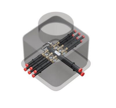Studnia rozdzielaczowa z zaworami Terra MINI PLUS, 2–6 sekcji, Prawtech