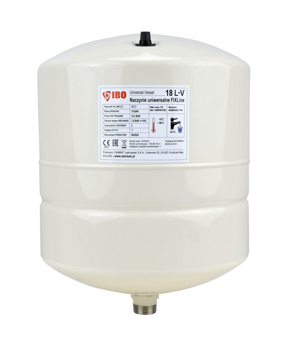 Naczynie membranowe FIXLine 18L-V 1 Naczynie membranowe FIXLine 18L-V 1" uniwersalne CO/CWU pionowe IBO
