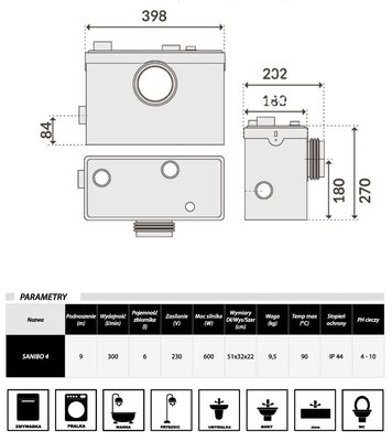 Pompa toaletowa SANIBO 4 (0,6kW, 230V) IBO