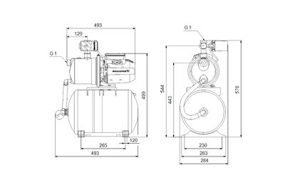 Zestaw Hydroforowy JP 4-47 PT-H ze Zbiornikiem 20L (0,55 kW) 230V GRUNDFOS