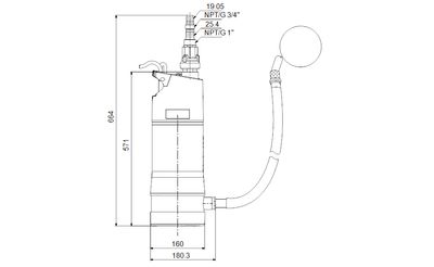 Pompa Zatapialna SBA 3-35 AW z Pływakiem i Pływającym Koszem Ssawnym (0,47 kW) 230V GRUNDFOS