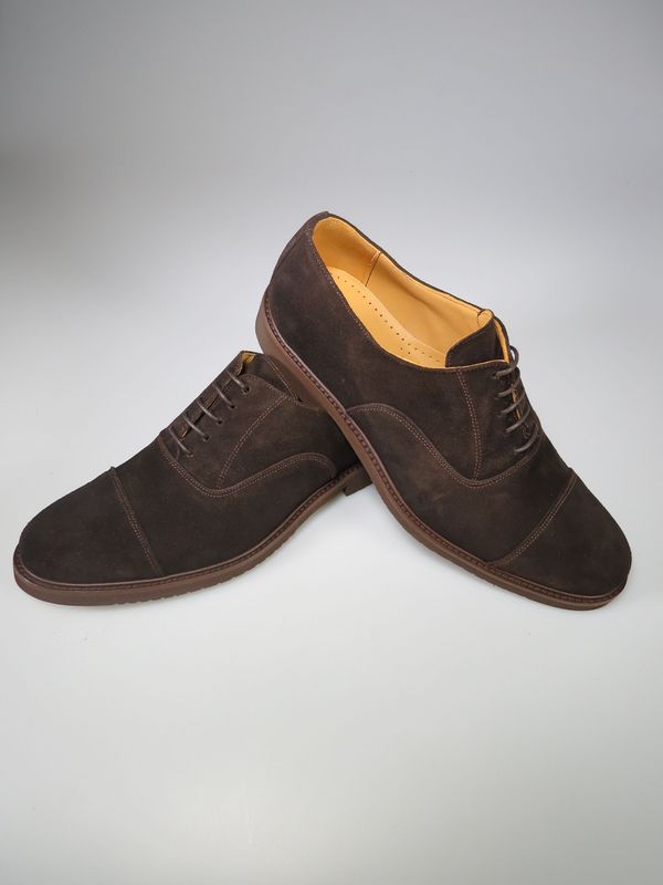 Oxford mit Kappennaht dunkelbraun Velours