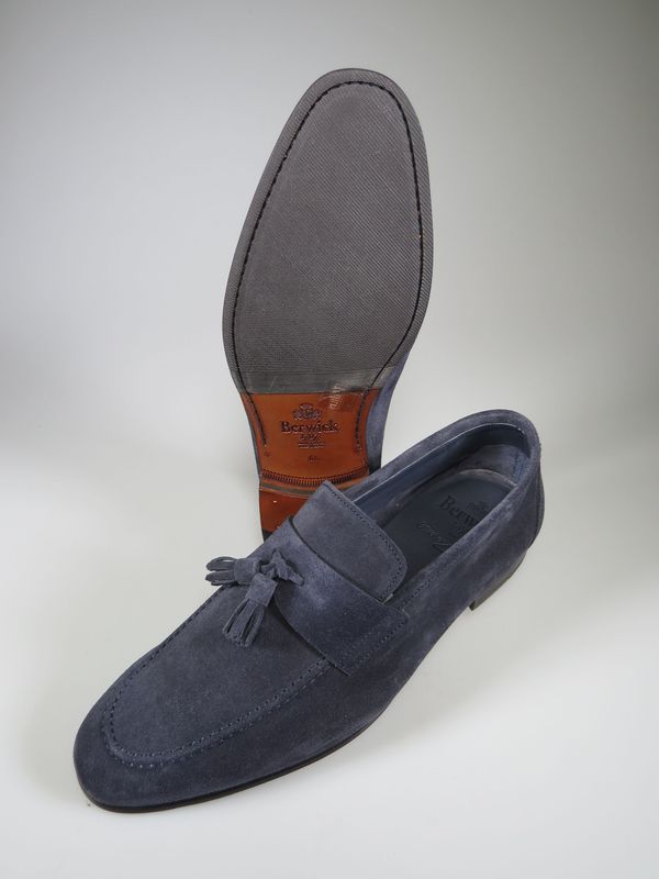 Quastenloafer blau Velours