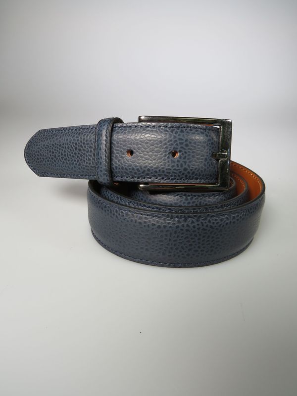 Ledergürtel blau Scotchgrain schmal