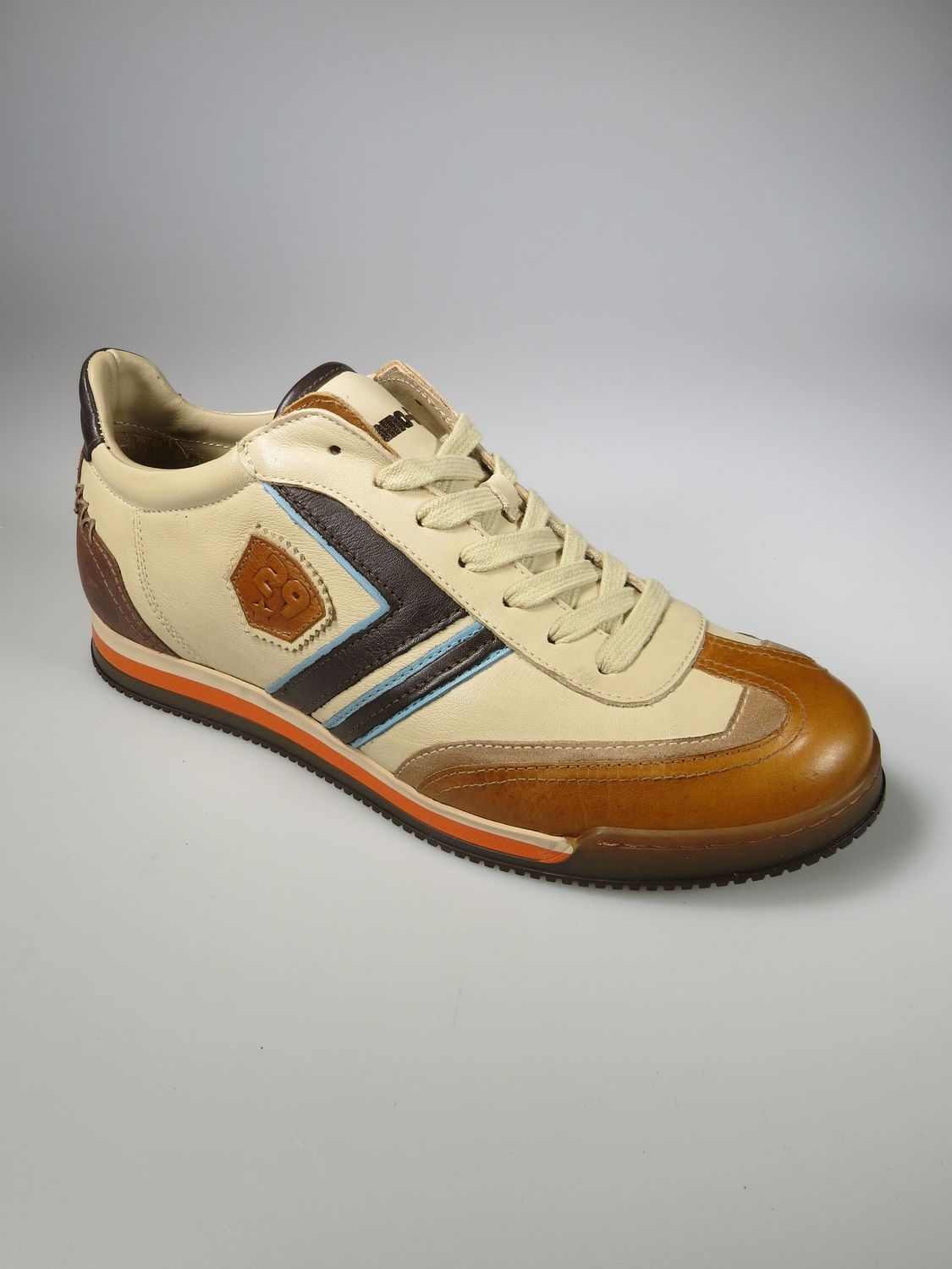 Sportschuhe elfenbein/braun/blau