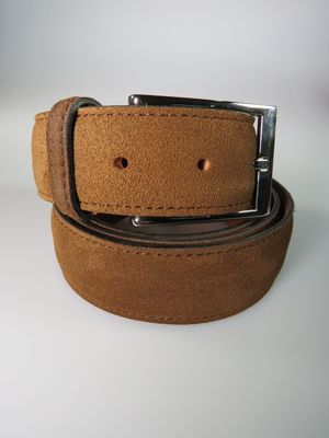 Ledergürtel hellbraun Velours schmal